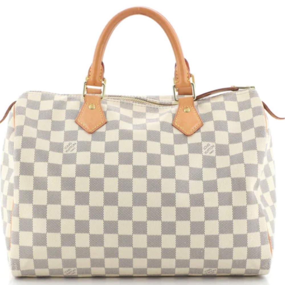 Louis  Vuitton Speedy 30 White Damier Azur Hand Bag Made In France